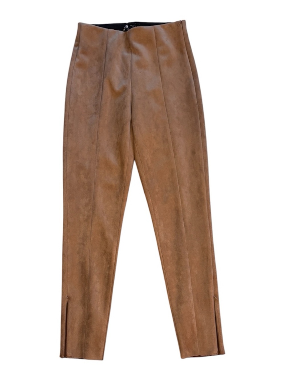 Zara Brown Elastic-Waist Faux Suede Skirt